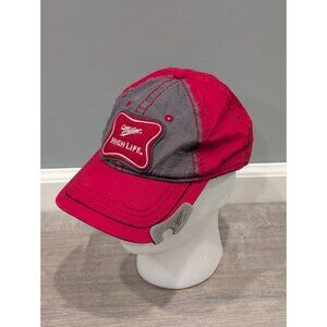 Miller High Life Beer Logo Ball Cap Baseball Hat w/Bottle Opener Adjustable Red